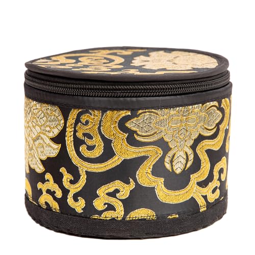 Tibetan Singing Bowl Set - 4" Easy To Play Authentic Handmade For Meditation Sound 7 Chakra Healing By HIMALAYAN BAZAAR (Black with Box, 4")