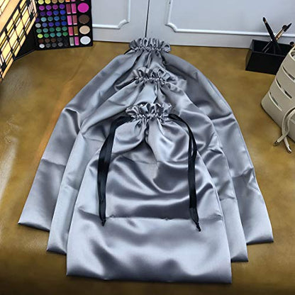 PlasMaller Dust Cover Storage Bags Thick Silk Cloth Pouch with Drawstring For Luxuries Handbags Tote Purses Shoes Boots, Silver (15.7 x 19.6 in) - size: 15.7 x 19.6 in