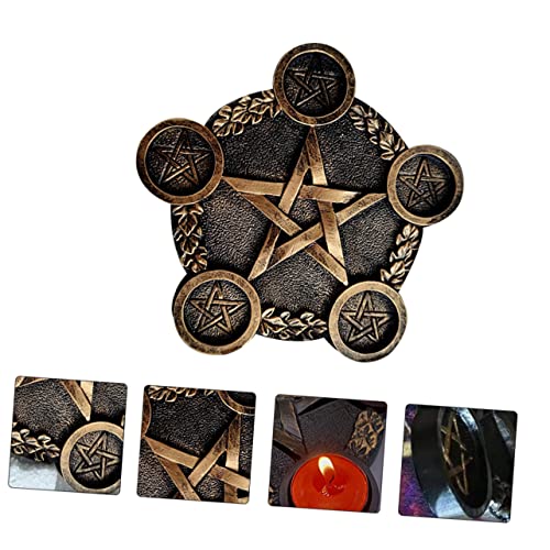 ULTECHNOVO Pentacle Star Candleholder Prop Decorative Altar Ornament for Sacrifice Rituals Compact Long-Lasting Material Unique Desktop Decor for Home and Ceremony