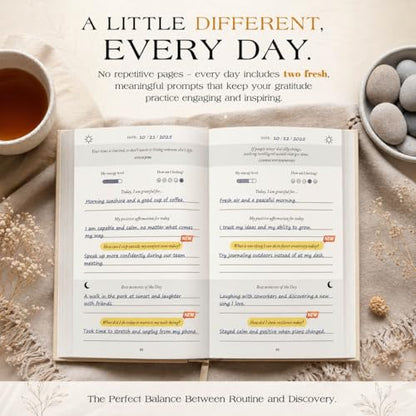 Gratitude Journal 2026, Undated Daily Gratitude Journal with Gift Box, 2 Fresh Prompts Every Day, 5-Minute Reflection & Mindfulness Journals for Women and Men