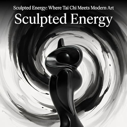 Tai Chi Motion Ceramic Sculpture - Handmade Jingdezhen Porcelain Statue, 7-Inch Abstract Yin Yang Zen Figurine for Home Office Desk Shelf Décor