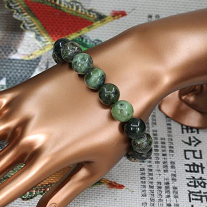 Keleny Semi Precious Stones Natural Gemstones 12mm Round Beads Crystal Stretch Bracelets 7 Inch Unisex - color: Green Australian Chrysoprase