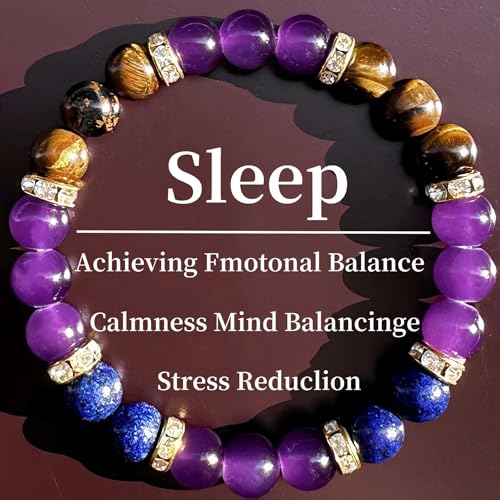 Amethyst Tiger's Eye Lapis Lazuli Crystal Bracelets for Women Men Natural Stone Handmade Gemstone Stretch Healing Yoga Beaded Bracelet Anxierty Protection Good Luck Spiritual Jewelry Gifts 8mm - color: AL-0123, size: Medium