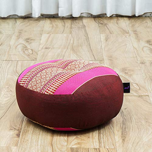 Leewadee Meditation Cushion Set – 1 Small Zafu Yoga Pillow and 1 Small Roll-Up Zabuton Mat Filled with Kapok - color: Sf29 - Auburn, Pink