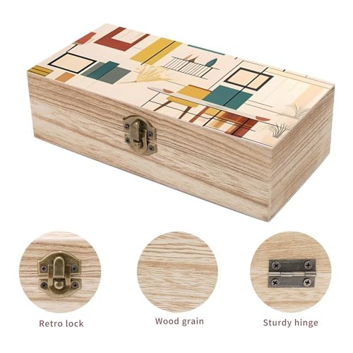 Large Wooden Storage Box With Lid And Front Clasp Mid Century Modern Wooden Jewelry Box Office Desk Organizer Bins Beautifully Keepsake Boxes Memory Boxes Jewelry Organizer