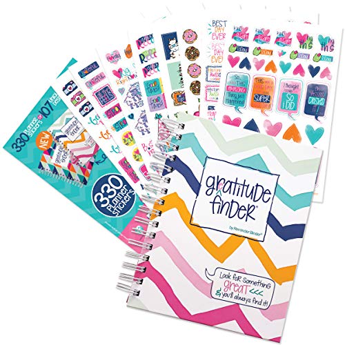 Gratitude Journal 52 Week Daily Positive Thinking for Thankfulness + Sticker Set | Gratitude Finder - color: Summer Chevi + Grateful Heart Stickers