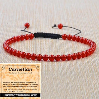 MASSIVE BEADS Handmade Yoga Natural Stone Crystal Healing Power Energy Gifts for Unisex Adult Bracelet Macrame Adjustable - color: Carnelian(Luck), size: 4mm