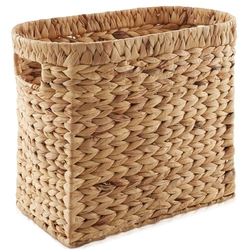 Casafield Woven Magazine Holder with Handles, Natural - Water Hyacinth Storage Basket for Bathroom, Living Room, Home Office - color: Natural - Hyacinth