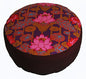 Meditation Cushion Zafu Pillow Buckwheat & Kapok Fill - Limited Edition Lotus Lake Blossom Pink Burgundy - color: Lotus Blossom Pink Green