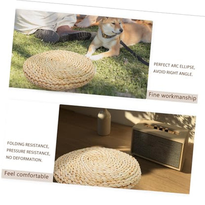 Round Corn Bran Yoga Mat Thickened Meditation Cushion Woven for Meditation Decor