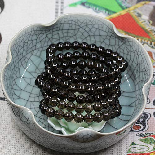 Keleny Gem Semi Precious Gemstones 8mm Round Beads Crystal Stretch Bracelets 7 Inch Unisex - color: Smoky Quartz