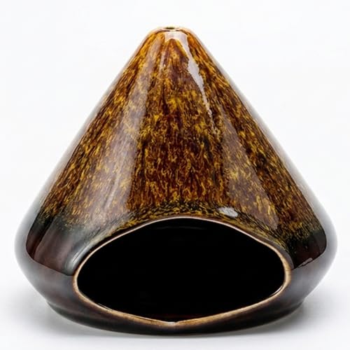 Handcrafted Ceramic Palo Santo Holder –Artistic Incense Burner for Meditation, Mindfulness & Zen Home Decor – Wabi-Sabi Style Cone Sculpture, Relaxation & Aromatherapy-Gift for Yoga (Brown) - color: Brown