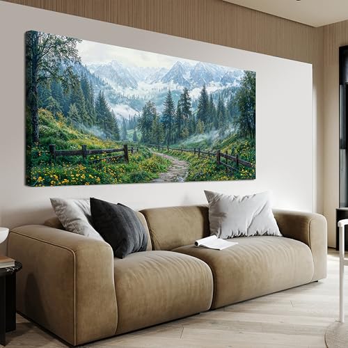 Canvas Wall Art Decor Canvas Art Wall Decor Nature Landscape Wall Art Decorations Wall Art Pictures for Living Room Artwork for Walls Modern Green Forest Wall Art Prints Bedroom Office Decor 20"X40" - color: QLS-Y, size: 40"L x 20"W