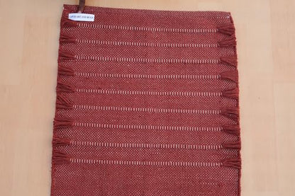 Jaipur Art & Rugs Cotton Yoga Rug - Eco-Friendly Hand-Woven Thick Mat (24”x72”x5mm) for Everyday Fitness at Home - Comfortable & Extra-Long - color: Red