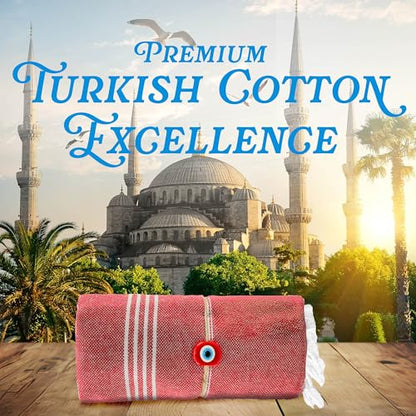 Lina Turkish Beach Towel Peshtemal (38" x 71"), Sand-Free, Large & Quick-Dry, Lightweight Pool Towels for Travel, Soft 100% Turkish Cotton & Pre-Washed, Ideal for Spa or Bath, Red - color: Red