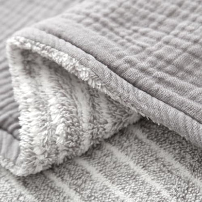 Muslin Cotton Throw Blanket with Flannel for Bed,Super Soft Muslin Blanket with Cozy Flannel for Adults 55 * 72inches,Grey. - color: Grey