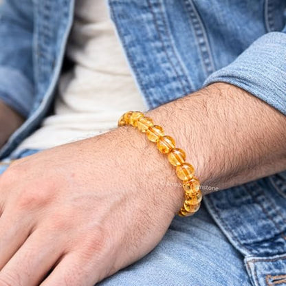 Amazing Gemstone Crystal Bracelet for Women Men's Gifts - Protection Healing Crystal Bracelet - 8mm Gemstone Beaded Stretchable Bracelet Pulseras Para Hombres Mujer Stocking Stuffers Mothers Day Gift (Citrine) - color: Citrine