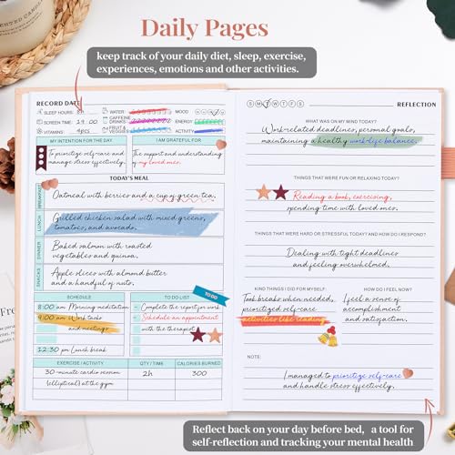 5 MINUTES A DAY Mental Health Journal, Anxiety & Guided Journal for Women, 91 Days Self Care Journal to Practice Positive Thinking, ADHD Planner with Mood Tracker (A5 Size)-Pink (5-Mentalhealth-Pink) - color: Pink