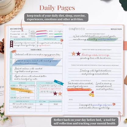 5 MINUTES A DAY Mental Health Journal, Anxiety & Guided Journal for Women, 91 Days Self Care Journal to Practice Positive Thinking, ADHD Planner with Mood Tracker (A5 Size)-Pink (5-Mentalhealth-Pink) - color: Pink