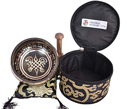 Color Singing Bowl Set with free stick and cushion by Nepalese Handicraft Zone (Black) - color: Black