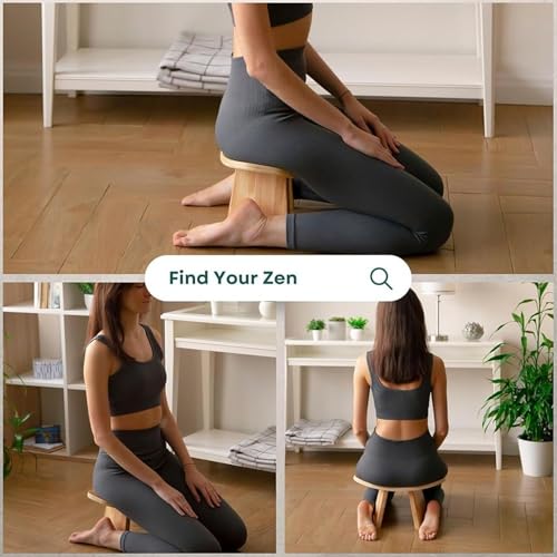 Meditation Bench, Wooden Kneeling Stool, Portable Yoga Auxiliary Stool,Multifunctional Ergonomic Seat with Travel Bag, Detachable Comfort Chair for Yoga, Prayer, Meditation(Medium) - size: Medium