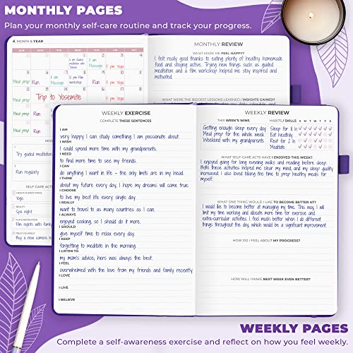 Clever Fox Self-Care Journal – Daily Reflection Notebook – Mental Health & Personal Development Planner, Meditation & Mood Log, A5 (Purple) - color: Purple, size: A5 (5.8'' x 8.3'')