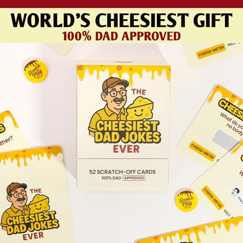 Scratch-Off Dad Joke Cards - Extra Funny Gift for Dad from Daughter, Son or Wife - Father's Day Gag Gifts for Men, Stocking Stuffers, White Elephant Gifts (52 Cards) - style: Dad Jokes (Most Popular)