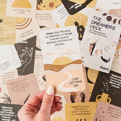 The Know Collection Dreamer's Deck Affirmation Cards, 40 Positive Daily Affirmations for Mindfulness and Motivation, Inspirational Oracle Deck for Self-Care and Manifestation, Birthday Gift for Mom
