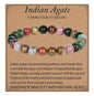 LPBeads Handmade Natural Gemstone Stretch Elastic Bracelet Healing Crystal Round Stone Beads Jewelry Gifts for Women Men - color: Indian Agate, size: 8mm