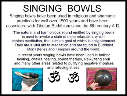 Tibetan Singing Bowl Set | Peace Mantra Design With Mallet and Silk Cushion Meditation Sound Bowl - Promotes Peace, Chakra Healing, and Mindfulness | For Yoga, Meditation (black) - color: black