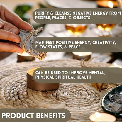 Ancient VEDA Sage Smudge Kit | Lavender, Sweetgrass, & Palo Santo Sticks Smudging Kit for Meditation, Yoga, Reiki, Home Cleansing, & Aromatherapy (Starter Kit, Lavender Sage) - color: Lavender Sage, size: Starter Kit