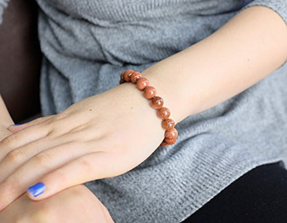 Falari 10mm Natural Semi Precious Gemstone Stretch Bracelet Unisex - color: Goldsand Stone