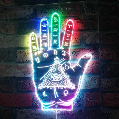 ADVPRO Palmistry Hand Psychic Magic Eye Alchemy RGB Dynamic Glam LED Sign - Cut-to-Edge Shape - Smart 3D Wall Decoration - Multicolor Dynamic Signage st06s43-fnd-i0034-c - color: Magic Eye, size: 2) Standard