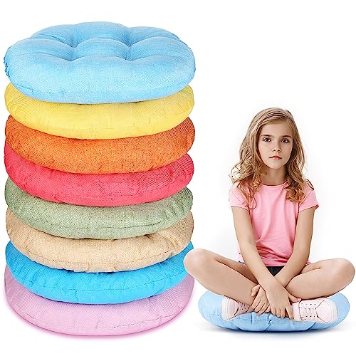 Fumete 8 Pcs 16 Inch Round Floor Cushions for Kids and Toddlers, Flexible Seating Classroom Furniture Floor Pillow for Home, Daycare, Preschool, Yoga and Meditation (Fresh Candy) - color: Fresh Candy