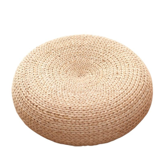 Natural Fiber Floor Cushion - Perfect for Meditation, Yoga, and Relaxation (Pumpgrass Half,Diameter 60 * 60 * Height 17 cm) - color: Pumpgrass Half, size: Diameter 60 * 60 * height 17 cm