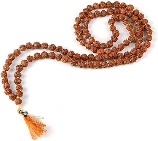 Rudraksha Mala 5mm Beads, Natural Rudraksha Bead Necklace for Men & Women, Spiritual Jewelry for Daily Wear, Yoga & Meditation, Hindu Sacred Beads for Protection & Energy