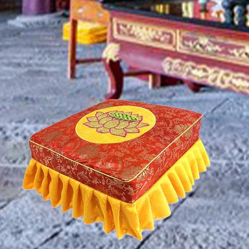 Prayer Stool Meditation Floor Seat with Washable Cover Ergonomic Multipurpose Kneeling Meditation Stool for Relaxing Sitting 18.50x18.50x9.84inch- Red Set