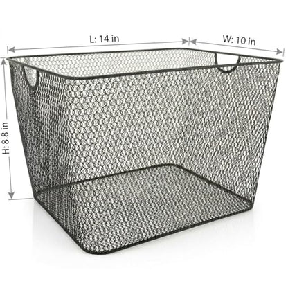 YBM Home Kitchen Pantry Organizer Wire Baskets for Shelves, Cabinets, Pantry, Countertop, Mesh Open Storage Bin Metal Basket for Organizing Food Supplies, 2 Pack - size: 14x10x8.8