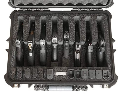 Case Club 8 Pistol and 12 Magazine Pre-Cut Heavy Duty Waterproof Case with Included Silica Gel Canister to Help Prevent Gun Rust - style: Standard Version