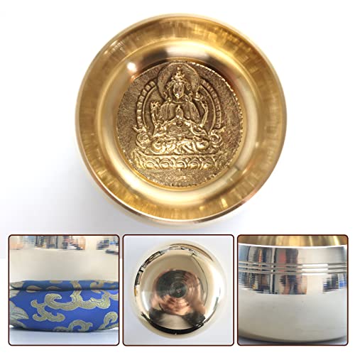 REGIS Tibetan Singing Bowl Set ， Mindfulness, and Stress Relief zen decor，Bowl Handcrafted in Nepal for Healing and Mindfulness (gold, 4 inch)