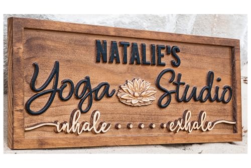 Personalized Wood Carved Yoga Meditation Room Name Sign, Namaste Yoga Studio Decor Birthday Gift for Her Mothers Day Gift for Mom Yoga Gifts