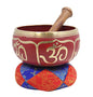 DharmaObjects Tibetan Relaxing Om Singing Bowl/Cushion/Mallet (Red) - color: Red, size: Small