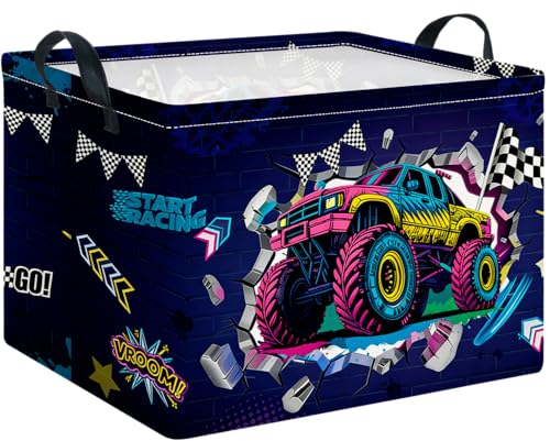 CLOCOR Rectangular 14.9x10.2x9.8 inches Fabric Storage Bin, Waterproof(Car Racing) - color: Car Racing