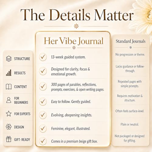 Guided Journal for Women | 13-Week Mindfulness & Self-Reflection Journal for Self-Care, Gratitude & Personal Growth | Unique Daily Prompts & Exercises | A5 Vegan Leather | Elegant Gift Box | Her Vibe - color: Beige