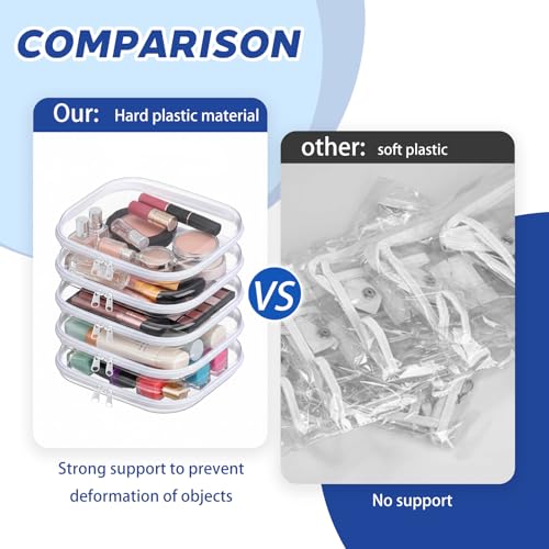 Dimore 9 Pack Medium Clear Hard Shell Zipper Case, 9.5x7x2 Inch Versatile PVC Organizer Box with Zipper, Multi-Purpose Storage Pouch for Makeup, Toiletries, Office Supplies, Chargers