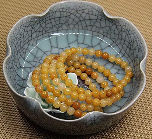 Angelstones Handmade Natural Healing Gemstone 6mm Round Beads Stretch Crystal Bracelet 7 Inch Unisex - color: Multicolor Yellow Jade