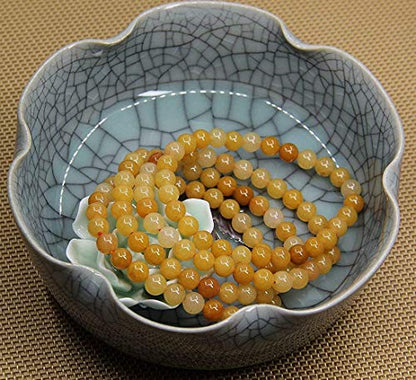 Angelstones Handmade Natural Healing Gemstone 6mm Round Beads Stretch Crystal Bracelet 7 Inch Unisex - color: Multicolor Yellow Jade