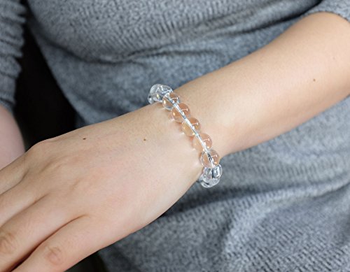 Falari 10mm Natural Semi Precious Gemstone Stretch Bracelet Unisex - color: Crystal Quartz