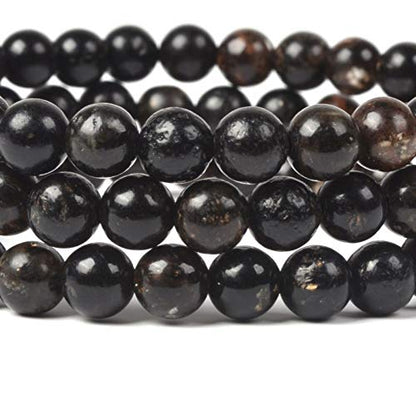 Justinstones Gem Semi Precious Gemstone 6mm Round Beads Stretch Bracelet 6.5 Inch - color: Biotite