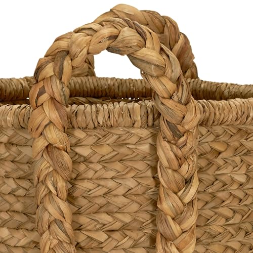 Household Essentials Large Wicker Floor Storage Basket with Braided Handle, Light Brown 19''x 25'' - style: Round